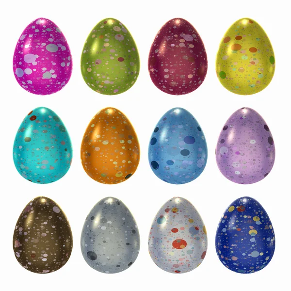 Conjunto de huevos de Pascua decorados con camino de recorte — Foto de Stock