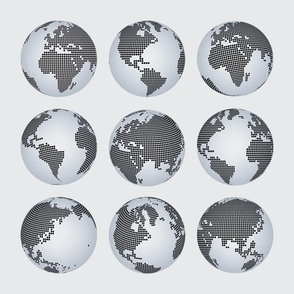 World map halftone dot vector set — Stock Vector