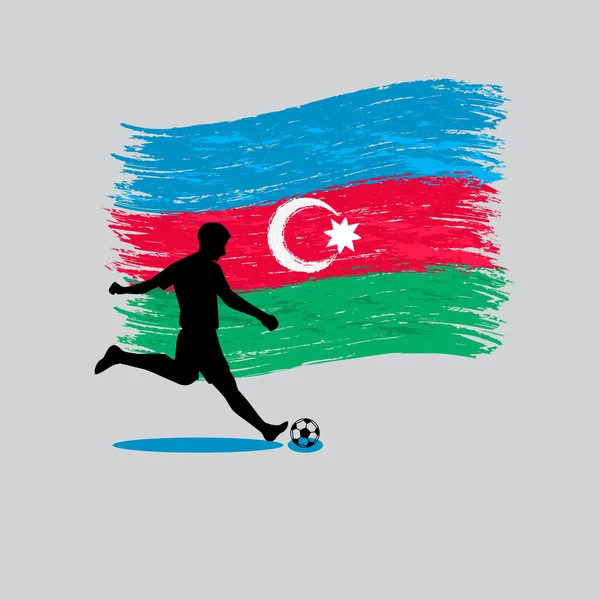 Futball játékos cselekvés az Azerbajdzsán Köztársaság zászló a backgro — Stock Vector