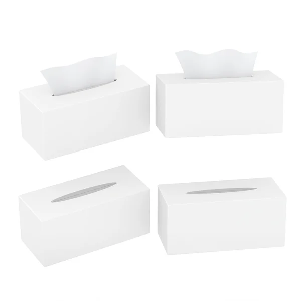 Vit blank rektangulär storlek pappersnäsdukar i låda med urklippsbana — Stockfoto