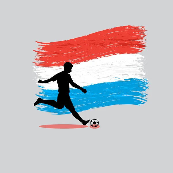 Soccer Player action with Grand Duchy of Luxembourg flag on back — Stock Vector
