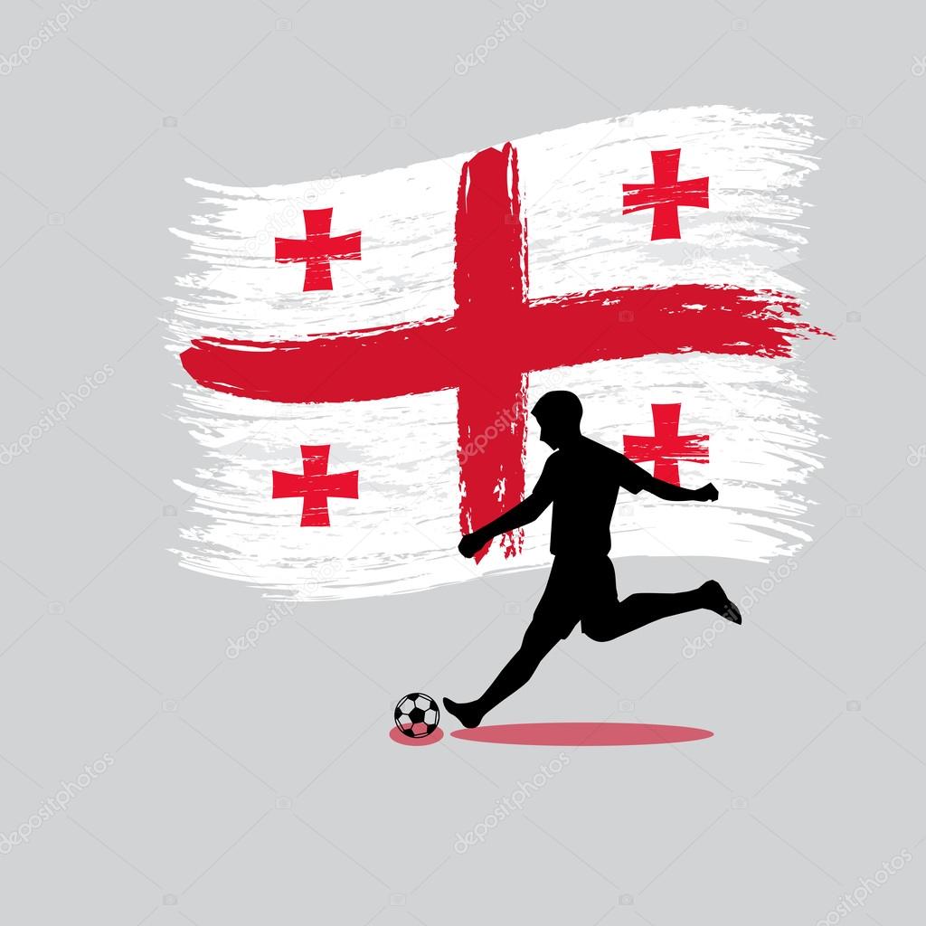 Soccer Player action with Georgia flag on background