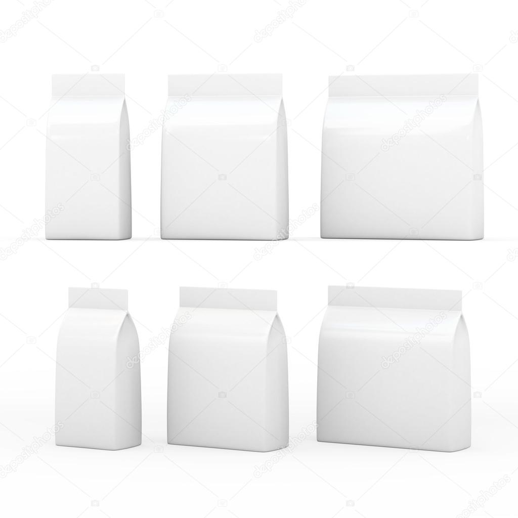 White bag packaging for general products with clipping path