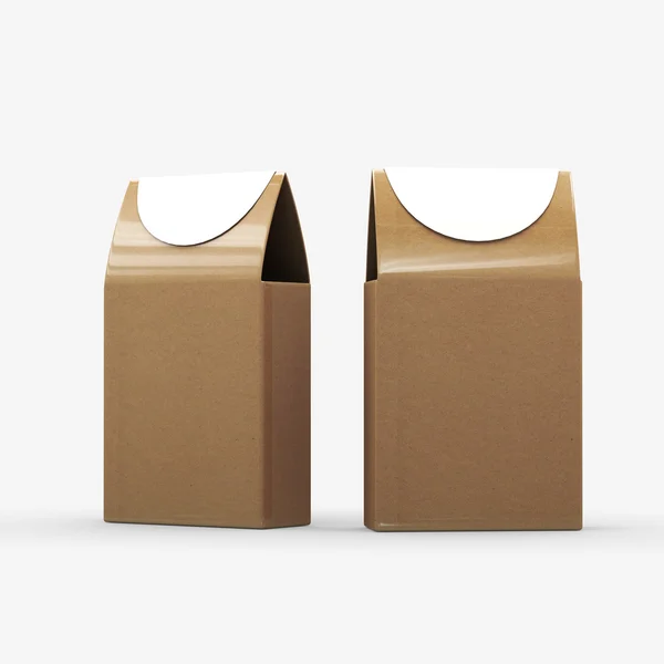 棕色的纸食品盒包装与剪切路径 — 图库照片