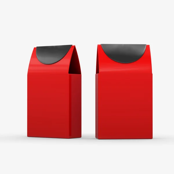 Embalaje de caja de comida de papel rojo y negro con ruta de recorte —  Fotos de Stock