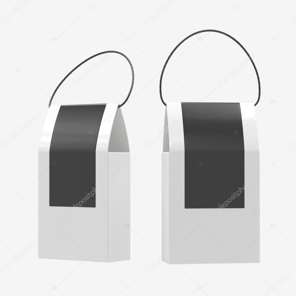 White paper food box packaging with handle, clipping path includ