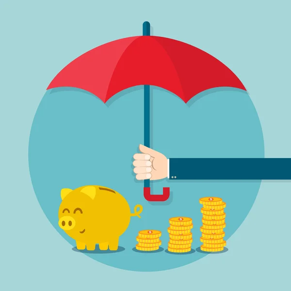 Ręki trzymającej parasol ochrony pieniędzy — Wektor stockowy