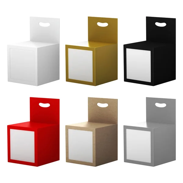 Embalaje de caja de papel con ventana frontal y juego de perchas, recorte p —  Fotos de Stock