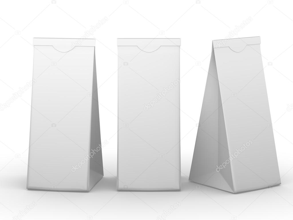 White folded paper bag with clipping path