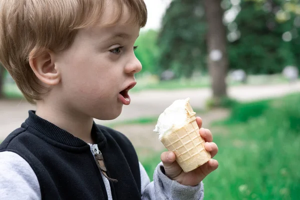 Çocuk el ele tutuşup bir yaz parkında dondurma yiyor. Arka planda yeşil çimenler ve ağaçlar var. Çocukların en sevdiği tatlı konsepti