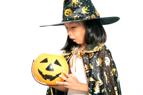 Meisje in Halloween jurk — Stockfoto