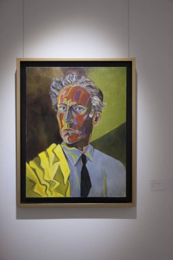 Menton, Artworks in the Jean Cocteau Museum Collection Severin Wunderman.  Cocteau: Self-Portrait with the Yellow Jacket 1952.