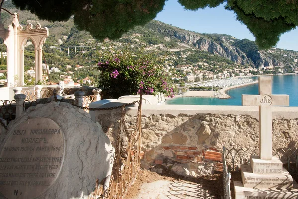Mentone Francia Antico Cimitero Russo Con Vista Panoramica Sul Mar — Foto Stock