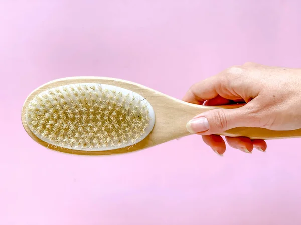 Pinsel Mit Griff Für Trockene Cellulite Massage Oder Bürsten Der — Stockfoto