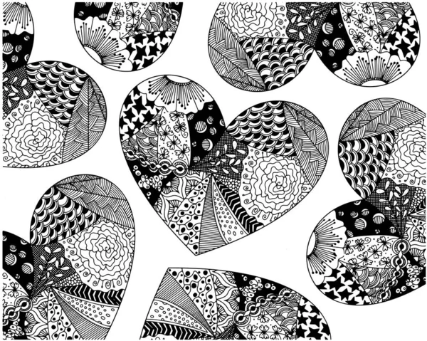 Kalıplardan bir çok kalbin renkleri. Romantik bir kavram için kalpten gelen desenler.