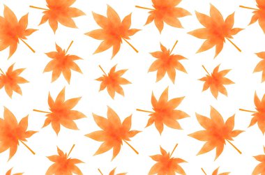 Watercolor seamless pattern autumn bright orange leaves on a white background. Hand drawn autumn texture with yellow maple leaves