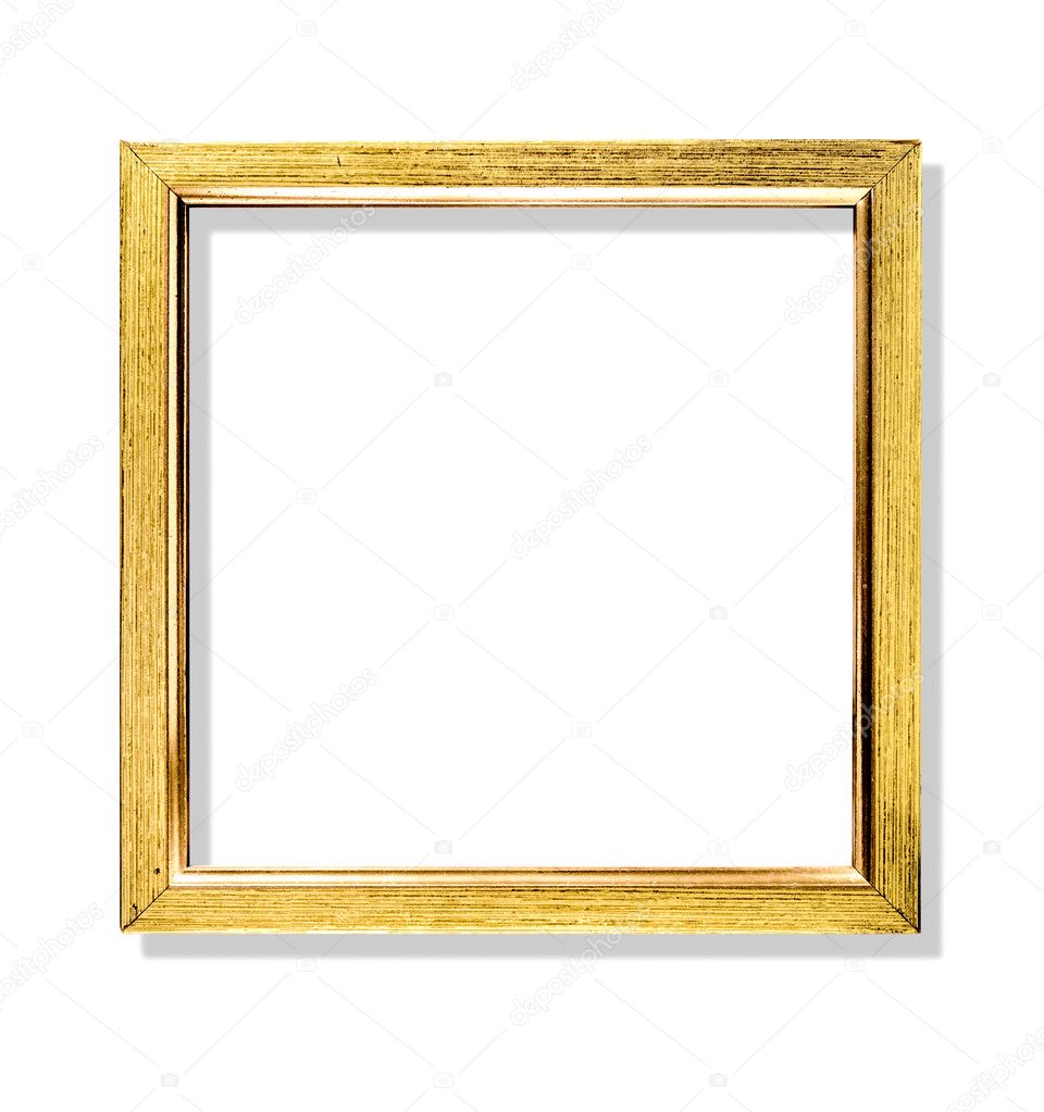 Golden color frame close-up isolated on white