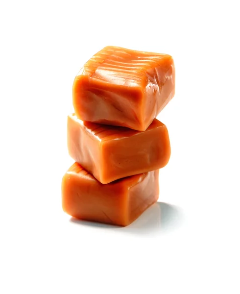 Stack of toffee caramel candy close-up isolated — Stock Photo, Image