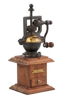 Beyaz arka plan üzerinde izole Vintage dekoratif Kahve değirmeni
