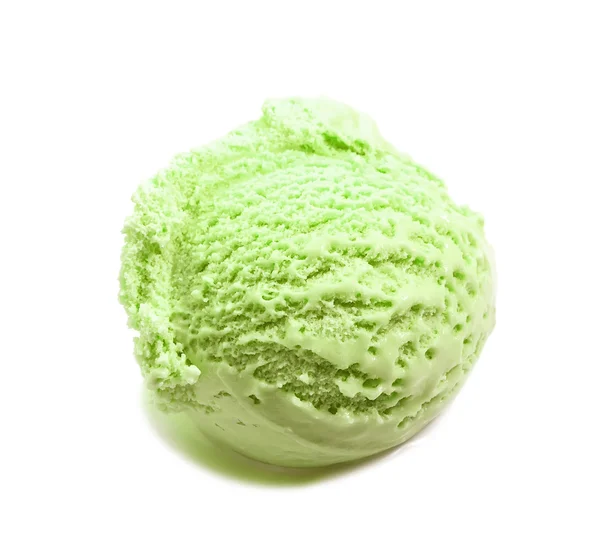 Pistachio ice cream scoop close-up isolated on white Stock Image