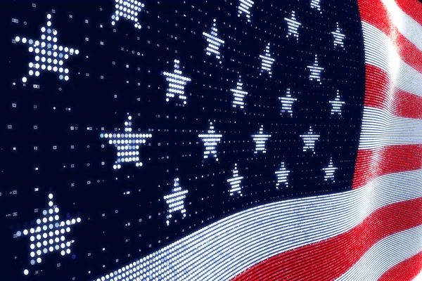 Usa Flagga Viftande Digitala Prickar Design Självständighetsdagen Modern Bakgrund Företagskoncept — Stockfoto