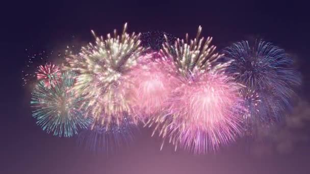 Lazo Capaz Fuegos Artificiales Explotar Área Central Pantalla Sobre Fondo — Vídeo de stock