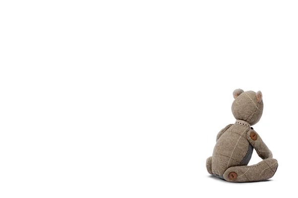 슬프게도 흰색 배경에 고립 패치워크 곰 — 스톡 사진