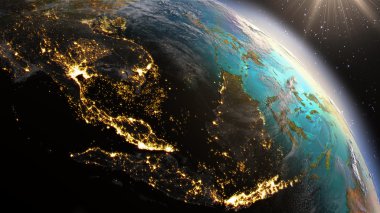 Uydu görüntüleri Nasa kullanarak planet Earth Güney Doğu Asya Bölgesi