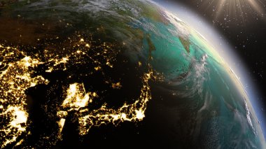 Uydu görüntüleri Nasa kullanarak planet Earth Doğu Asya Bölgesi