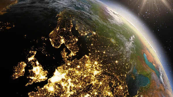 Zone Planète Terre Europe utilisant l'imagerie satellite NASA — Photo