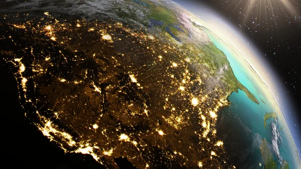 Planeten jorden Nordamerika zon med hjälp av satellitbilder Nasa — Stockfoto