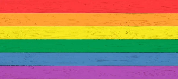 Een Kleur Van Lgtb Vlag Hout Met Graan Regenboogvlag — Stockfoto