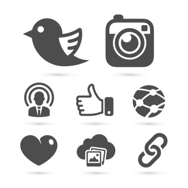 Sosyal ağ simgeleri üzerinde beyaz izole. Vektör