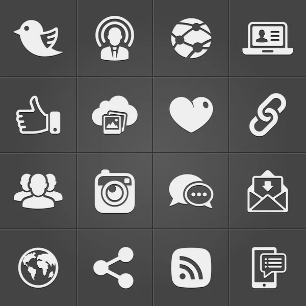 Les icônes des réseaux sociaux sur le plateau noir. Vecteur — Image vectorielle