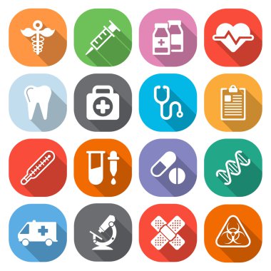 Trendy daire tıbbi kutsal kişilerin resmi ile gölge. Vektör