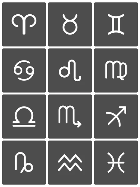 Zodiac Symbol icons on black background. Vector — Stock Vector