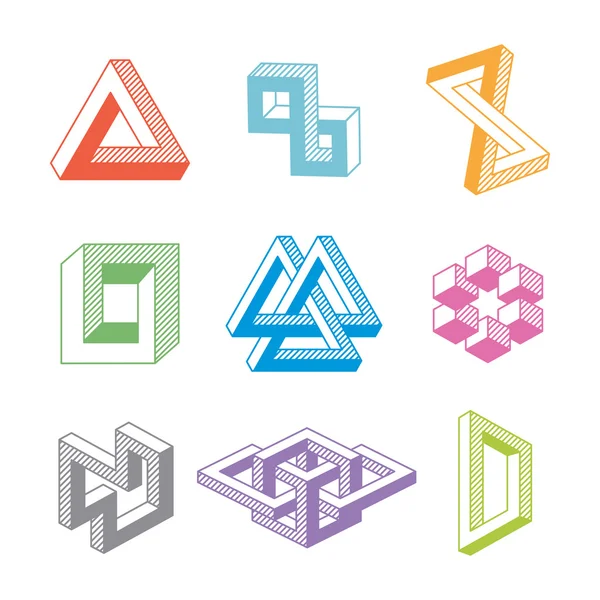 Renkli imkansız geometrik şekiller. Vektör