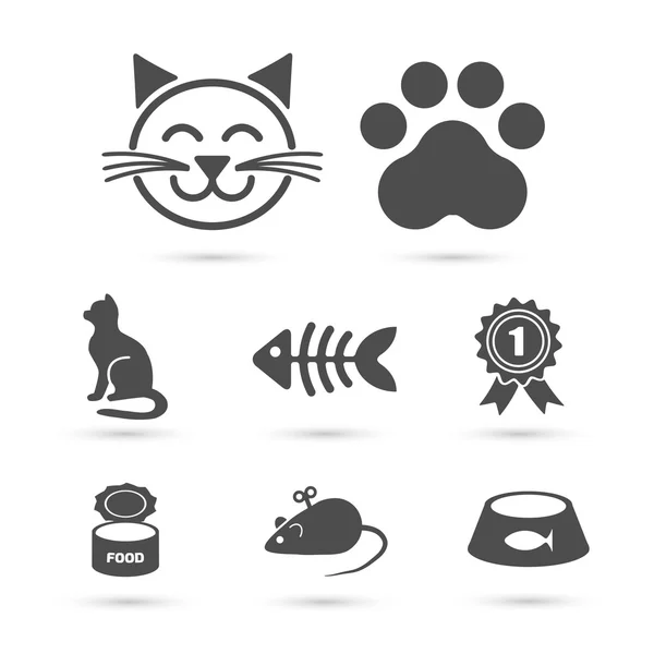 Cute kat pictogram symbool ingesteld op wit. Vector — Stockvector