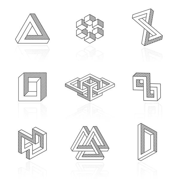 Beyaz moda optik illüzyon şekilleri. Vektör