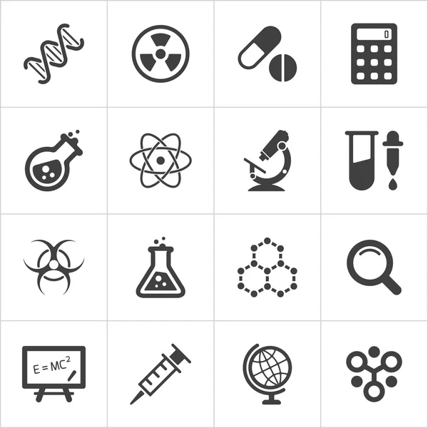 Iconos de ciencia de moda en blanco. Vector — Vector de stock