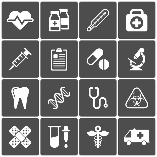 Medical icons on black background. Vector — Stock Vector