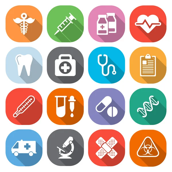 Trendy daire tıbbi kutsal kişilerin resmi ile gölge. Vektör