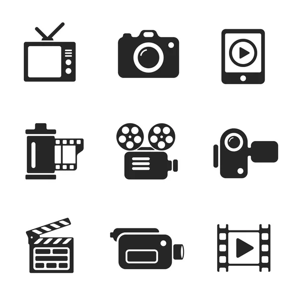 Set vector computer icons of photo and video — Stock Vector