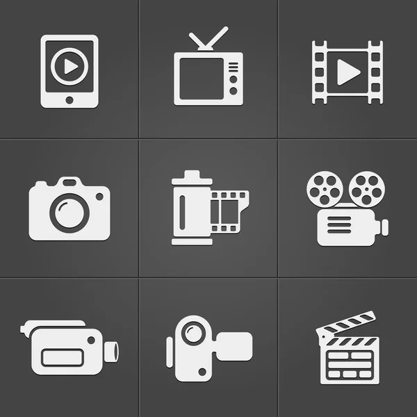 Video icons over black background. vector — Stock Vector