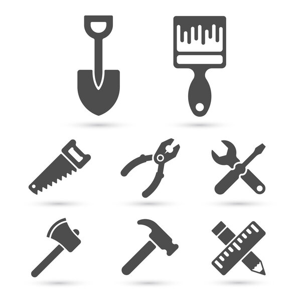 Рабочий инструмент Icons на белом. Векторные элементы
