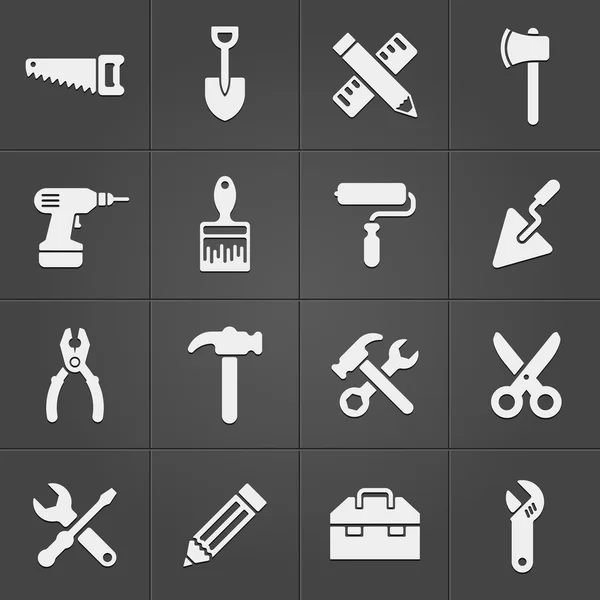 Instrumento de trabajo iconos de herramientas en negro. Vector — Vector de stock