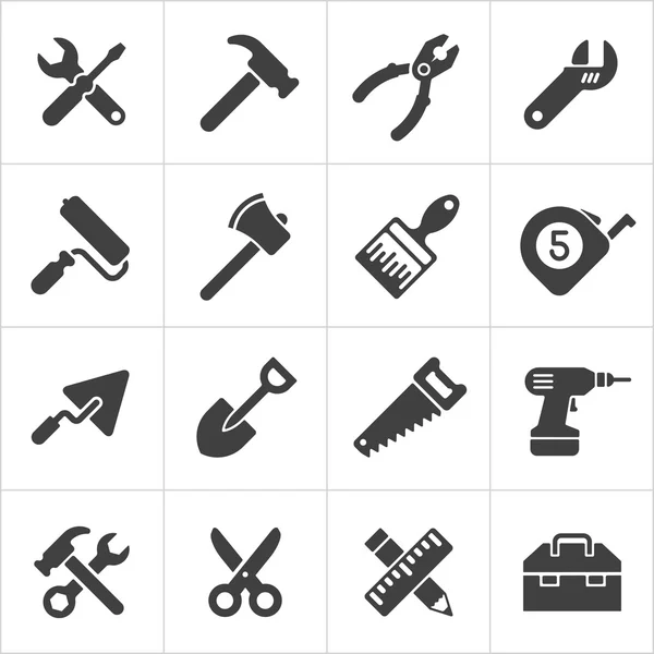 Araç ve gereç simgeler beyaz çalışma. Vektör