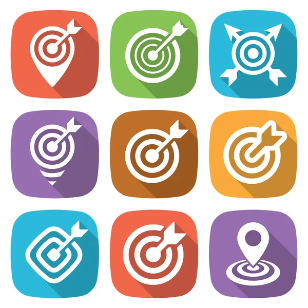 Düz hedef Icon pack gölge ile. Vektör