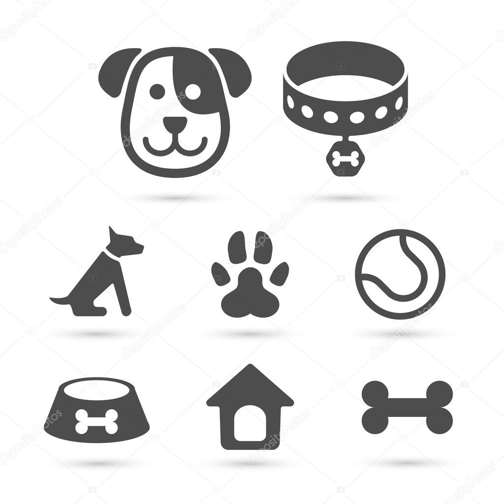 Cute dog icon symbol set on white. Vector