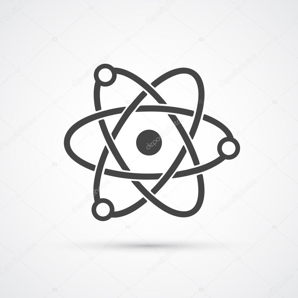 Trendy flat atom molecular black icon